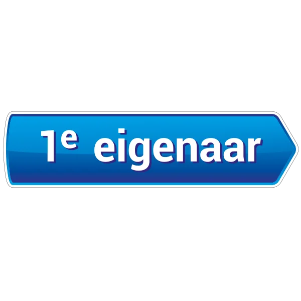 1ste eigenaar sticker blauw full color