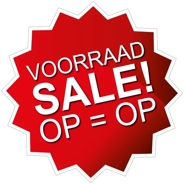 Voorraad Sale Op=Op sticker ster rood full color