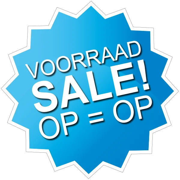 Voorraad Sale Op=Op sticker ster blauw full color