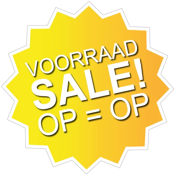 Voorraad Sale Op=Op sticker ster geel full color